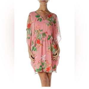 Express Hawaiian Tropical Floral Pink Dress size Medium